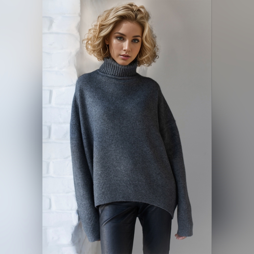 Basic Bae Turtleneck Dropped Shoulder Long Sleeve Sweater